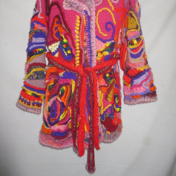 JACKET COAT M L XL crochet style free form handmade brand new Make your offers - Picture 5 of 15